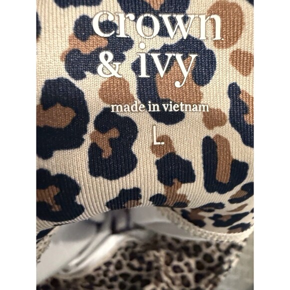 Crown & Ivy Athletic Leggings Brown Leopard Animal Print Size Large‎ - Picture 5 of 5